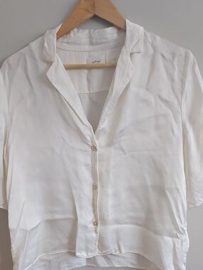 Wilfred Ivory Short-Sleeve Button-Down Blouse